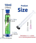 Sn63 Pb37 tin solder paste showing 10cc syringe size with nozzle details for PCB IC BGA SMD repair flux 183 C melting point