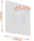 Drill-Free Self Adhesive Shelf Brackets 12 Pack Sturdy Cabinet Clips For Bookshelves Wardrobes And Kitchen Shelves Transparent No Residue Easy Wall Safe Installation, dimensions shown