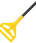 Heavy Duty 60 Inch Mop Handle Designed For Commercial And Household Floor Cleaning via adjustable thumb wheel clamp, yellow grip.