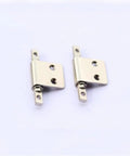 Two carbon steel torque hinges with mounting tabs, silver finish, front view