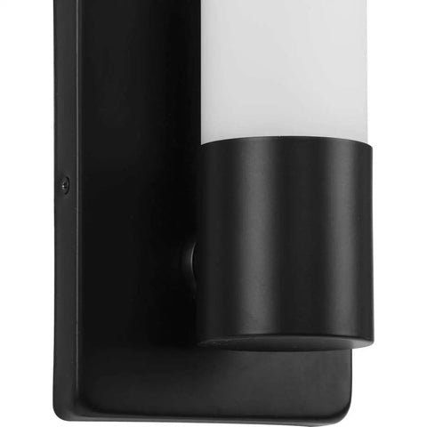 Blanco LED Collection Black One Light LED Wall Bracket For Modern Homes Wall Mount Accent Lighting close-up with black backplate