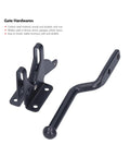 Gate Latch Kit For Outdoor Fences Rust Resistant Carbon Steel Gate Bolt For Doors Wood Vinyl Or Composite Fence Posts No Fuss Easy Install All Weather Enclosure Hardware showing latch and bolt design.