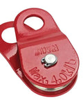 Heavy Duty Snatch Block Without Hook For ATV Winches That Doubles Your Pull Power Fits Three Sixteenth Inch Cables Works With All ATV Winches Semi Permanent Mount Angled Pulls Cut Heat Build Up And Amp Draw, red steel