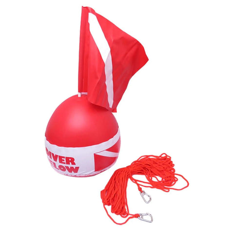 Red Dive Flag Inflatable Surface Marker Buoy for Scuba Diving Spearfishing and Boating with high visibility and rope
