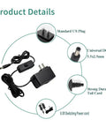 12V 1A DC Power Supply With On Off Switch AC 100 240V Input To DC 12V 6.2 Foot Cord 5.5 By 2.5mm Plug Plus Five Pro Tips For LED Strip Lights And Security Cameras, black adapter with US plug and 6.5 ft cord