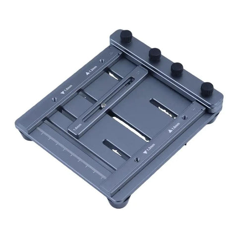CNC Solder Paste Stencil Printer Kit with Dual-Sided PCB Fixture and Laser-Etched Scales, tool-free clamping system visible.