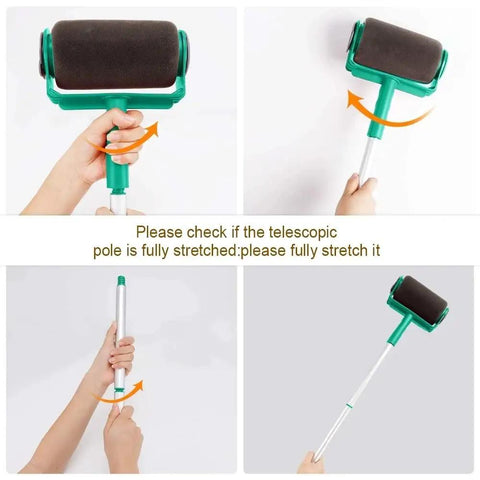 Spill Proof Pour And Paint Roller Kit With Six Piece Set for easy use with telescopic pole adjustment and microfiber roller.