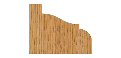 Side view of wood sample shaped by Classical Ogee Table Edge Router Bit With 2-1/2 Inch Diameter, 3/4 Inch Cutting Length, Dope Carbide-Tipped Build For Sharp Edge Profiles, 1 Inch Profile Width, 1/2 Inch Shank, B3 Bearing, Smooth Finish And Durable Trim.