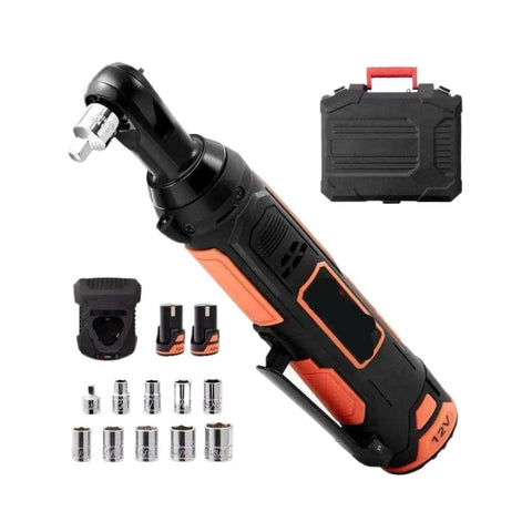 Doggone Tough 3/8 Inch Cordless Electric Ratchet Wrench Kit includes ratchet, sockets, and carry case for quick shop tasks.