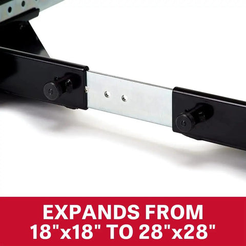 Universal Mobile Base for Workshop Machines, Adjustable From 18x18 In To 28x28 In, close-up of tool-free expansion detail