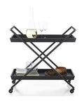Rock Solid Three Tier Kitchen Storage Cart Featuring Circular Tempered Glass Top And Smooth Gliding Wheels Rust Resistant Steel Drink Trolley built tough with drinks and glasses on display.