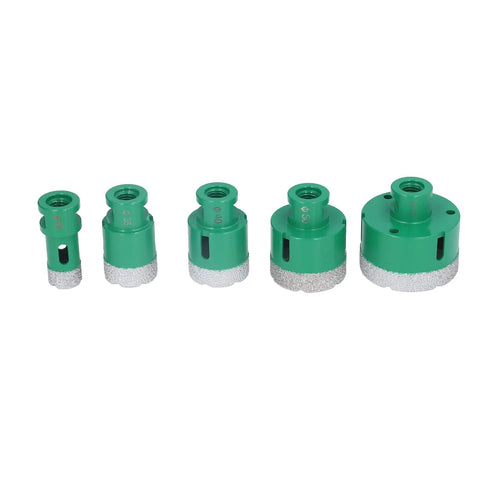 Heavy Duty 5 Pc Hole Saw Set With M14 Connector For Drilling Glass Tile And Marble Thickened Coating Makes Quick Work Of Tough Home Reno DIY Projects Like A Champ, 5 green diamond bits