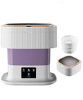 No Sweat Laundry Day With This Nifty 18L Folding Portable Washing Machine Featuring A Built In Spin Basket Quick Wash Cycle in purple.