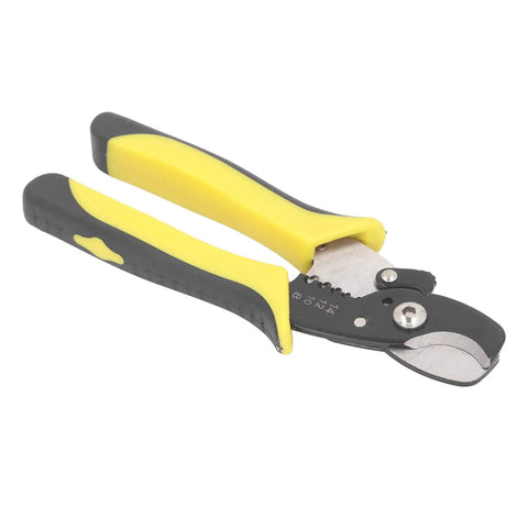 Jauarta Alloy Steel Wire Stripper Multifunctional Electrical Cutter With Safety Lock For Circuit Repair, black and yellow pliers.