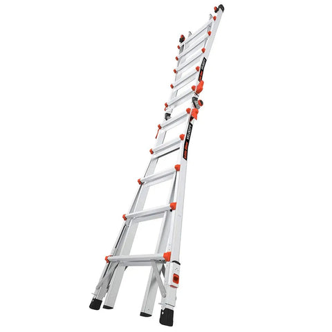 Velocity Aluminum Ladder Do-It-All 22 ft Multi-Position with Leg Levelers, Lightweight, Easy Extend and Lock, Ready for Any DIY Project, Home Renovation, Roofing, Painting, and Maintenance. 22 ft aluminum multi-position ladder shown extended