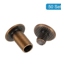 Heavy Duty Chicago Bindpost Screws M5 X 10mm Carbon Steel Antique Bronze Phillips Head hardware in a 50 set.