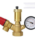 Built To Last Brass Boiler Safety Group Kit with 6 bar pressure relief valve, air vent, and 10 bar gauge for closed heating circuits