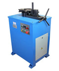 Hardcore Programmable Electric Tube Bender With Smart Plc Auto Manual Toggle 2Hp 220Volt Motor Knocks Out Tubing From 5/8 To 1-1/2 Inch Easy Peasy Includes Pro Grade Die Rack For Any Hustling Workshop. Blue electric tube bender with control panel.