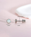 Solid Implant Grade Titanium Screw Back Earrings Made For Sensitive Skin With Hypoallergenic F136 Studs That Stay Put And Keep Your Jewelry Low Drama Always, 6mm, opal stone, 0.8mm post gauge.