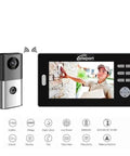 1080P HD Wireless Video Doorbell With 7 Inch Screen No WiFi Needed Visual Monitor Intercom, shown front view with display and icons