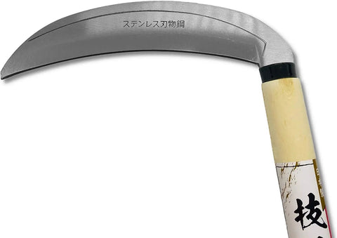 Grass Sickle Garden Tool 7.6 Inch Japanese Style Kama Weeding Sickle With Stainless Steel Blade And Wood Handle close-up