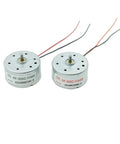 Micro 300 DC Motor One Point Five To Six Volts 6500 RPM 24mm round spindle silent for DIY projects, two motors side by side
