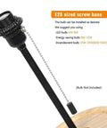 Close-up of E26 screw base for Modern Wood Base Table Lamp With Linen Shade For Nightstand And Desk Bedside Light