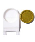 Bee Hive Entrance Feeder Kit With Lids, Two Pack Fits Small Mouth Canning Feeders, white feeder with gold lid, top view