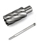 Annular cutter, 3/4-inch HSS with Weldon shank; angled view shows accompanying shank for magnetic drill press.
