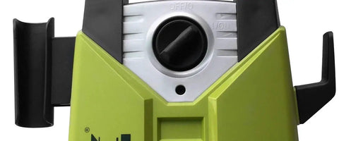 Close-up of the control dial on a powerful 2000 Psi electric pressure washer for home cleanup on driveways, decks, patios, and cars.