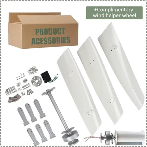 Components of Portable Wind Generator Kit With Charge Controller 48V Helix Design For Home Marine And Industrial Use
