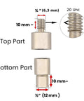 Rivet Eyelet Grommet And Snap Button Die Set For Hand Press Machine top and bottom parts with size measurements shown.