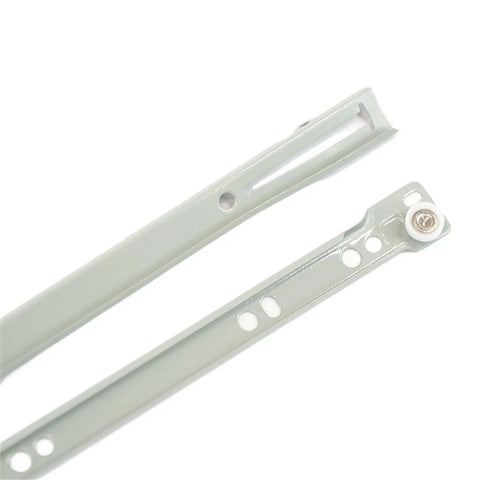 Powder Coated Telescopic Drawer Slide Bottom Mount Roller, Ultra Smooth Quiet Operation, white with durable holes and screw detail