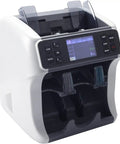 Bang For Buck Money Counter Machine With Advanced Counterfeit Detection Smooth Two Pocket Bill Bundler Handles Mixed Usd Eur Currency Stacks Heavy Duty Speedy Output with LED display and control buttons