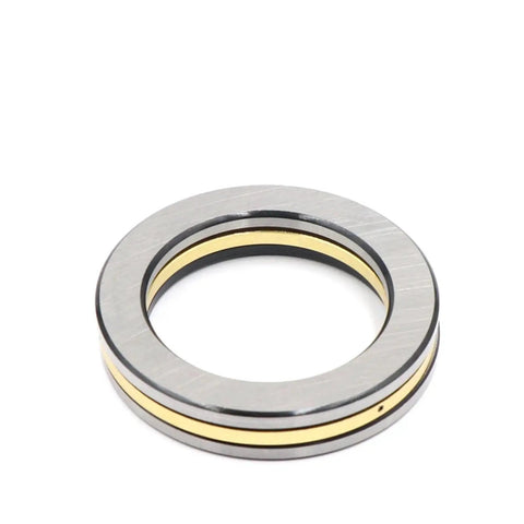 Plain Thrust Cylindrical Roller Bearing With Two Washers Featuring Abec Seven Precision and Rustproof Waterproof Coating for Heavy Machinery and Forklifts, side view showing distinct layers.