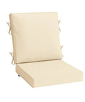 Beige Outdoor Dining Cushion 20x20 Inch Waterproof Deep Seat And Back Cushion With Ties For Patio Furniture