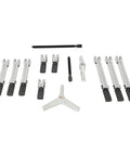 Heavy Duty Pro 13 Piece Bearing Flywheel Puller Kit Set Featuring Dual 2 Jaw And 3 Jaw Gear Puller Tools Along With Nine Swap Out Claws And Extra Center Screws on white