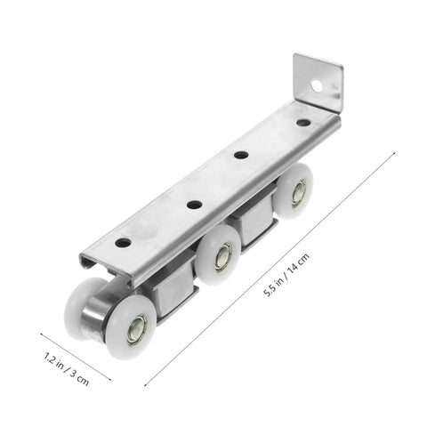 Top Tier Sliding Barn Door Track Roller System With Whisper Quiet Wheels For Kitchen Pantry Bathroom Or Master Bedroom Room Divider Easy Snap Install, 14cm long metal rollers.