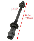 Rear Bicycle Hub Axle For Multi Speed Systems, 185mm 7.28in Length, Three Eighths Inch, Black Conical Lock Nut Washer Kit