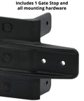 Tough As Nails Gate Stop Bumper For Wood And Vinyl Square Gates, black polymer with mounting hardware for easy installation.