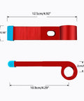 Dimensions of Four Piece T Slot Slider Miter Track Jig For Router Tables And Woodworking Gear Quick Secure Clamp in red and blue.