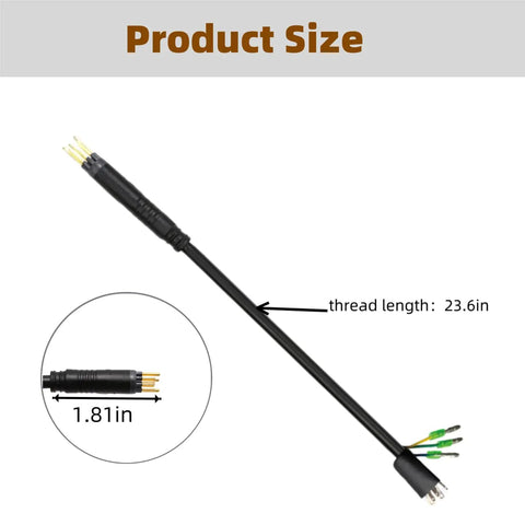 9 Pin Ebike Cable Connector With Hall Sensor 60cm Waterproof Hub Motor Extension Cable For Electric Bike Conversions