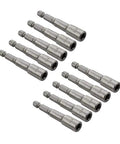 10 Piece Magnetic Nut Driver Set With 1/4 Inch Hex Shank Quick Change Adapter Compatible With Electric Drills and Battery Flashlights.