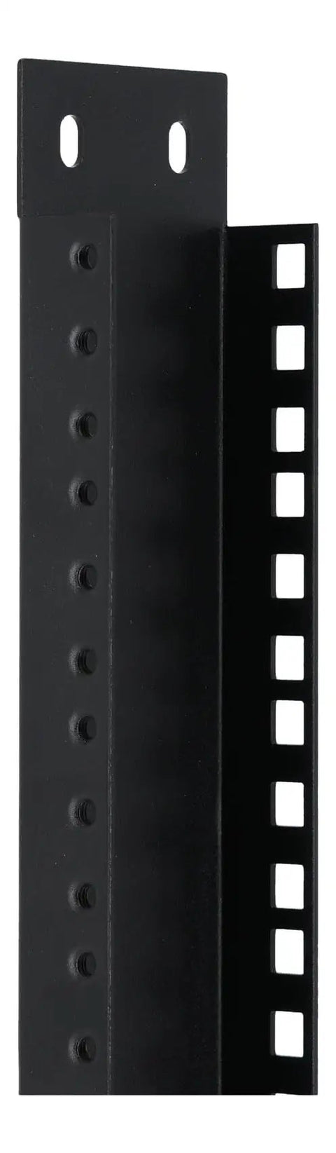 Badass 18U Reversible Rack Rails With M5 Circle And Square Holes For 19 Inch Servers and Pro Audio Rig Support, black steel rail.