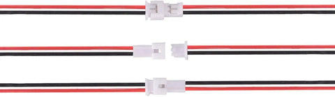 Ten Pairs Of 1.25 Mm JST 2 Pin Micro Connector Plugs With 80 Mm Wire Cables For Hobby Electronics And Prototyping Includes Male And Female Ends