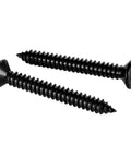 Heavy Duty 12 Gauge 2 Inch Flat Head Self Tapping Wood Screws 304 Stainless Steel Black Finish Quick Grip Rust Proof, close-up.