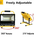 Rechargeable Led Floodlight, Bright Bulb Waterproof Work Lights,126 Le,，360° rotating and 270° adjustable light for versatile use.