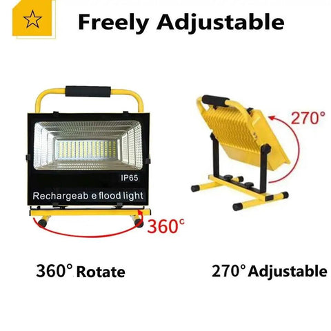 Rechargeable Led Floodlight, Bright Bulb Waterproof Work Lights,126 Le,，360° rotating and 270° adjustable light for versatile use.