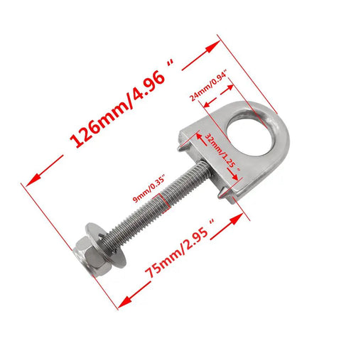 Marine Bow Eye Tow Lines Or Boat Trailer Winch Hook 316 Stainless Steel 3 Inch Shank 1 Inch Eye dimensions