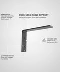 Sturdy L Shaped Wall Bracket For Floating Shelves And Desks Heavy Duty Cold Rolled Steel Mount with black finish, side view